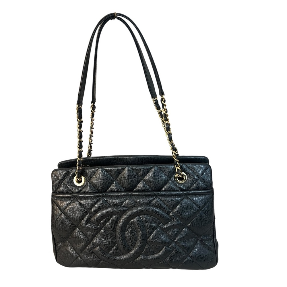 Chanel Quilted Double Chain Shoulder Bag in Black